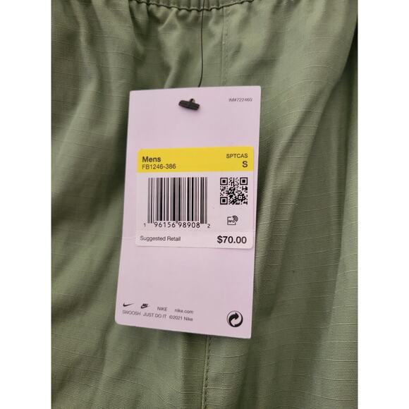 Nike Club Cargo Short Green With White Swoosh Size Small FB1246-386 - Picture 3 of 5